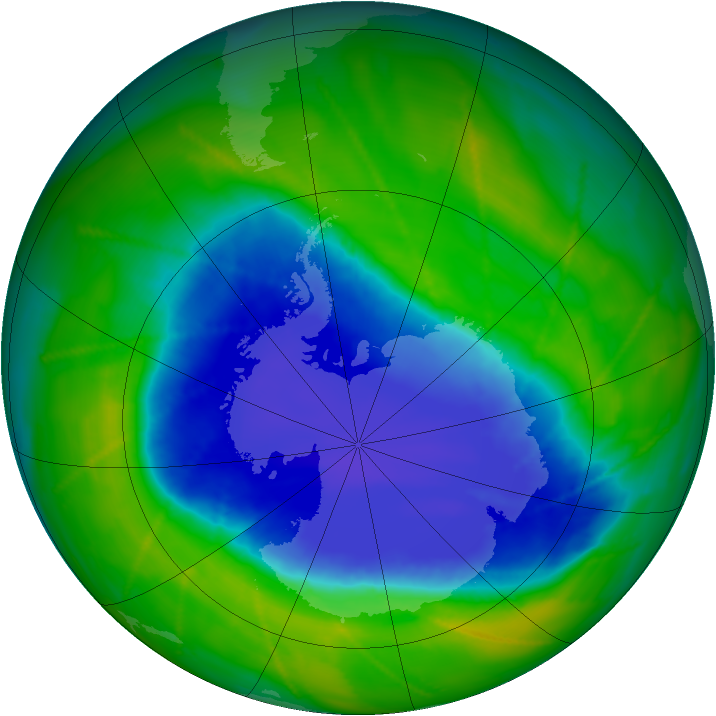 Antarctic ozone map for 12 November 2010